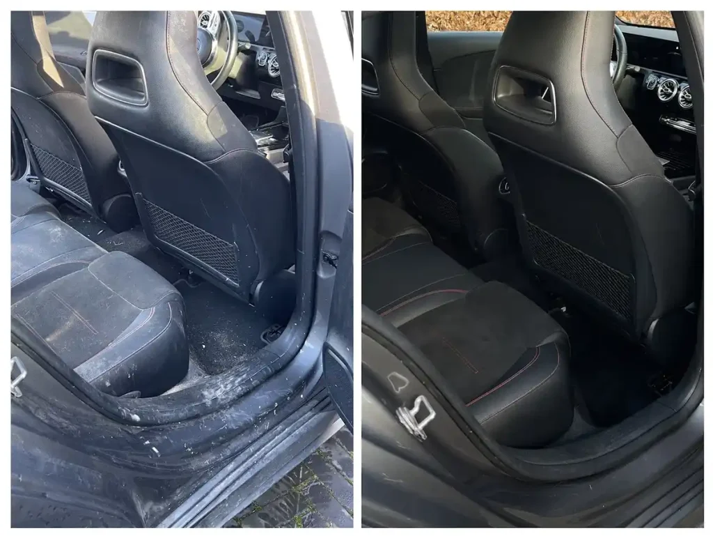 Interieurreiniging Mercedes A klasse voor en na